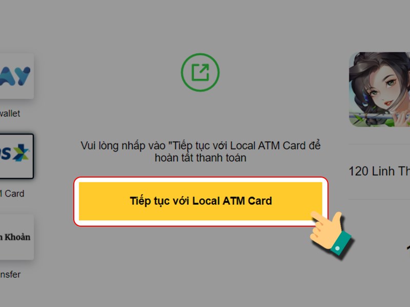 Tiếp tục với Local ATM Card