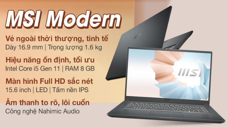 MSI Modern 15 A11MU i5 không quá nổi trội nhưng rất ổn định