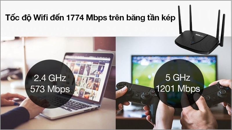 Bộ Ph&aacute;t S&oacute;ng Wifi Router Chuẩn Wifi 6 AX1800 Totolink X5000R Gigabit