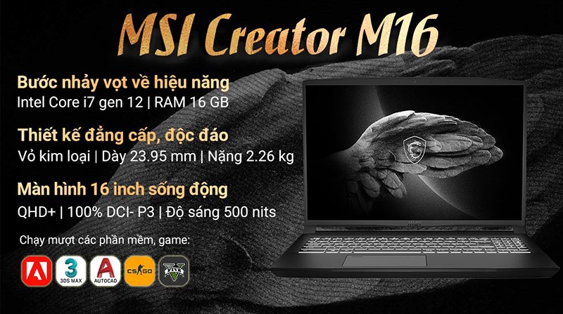 Laptop MSI Creator M16 A12UC i7 12700H