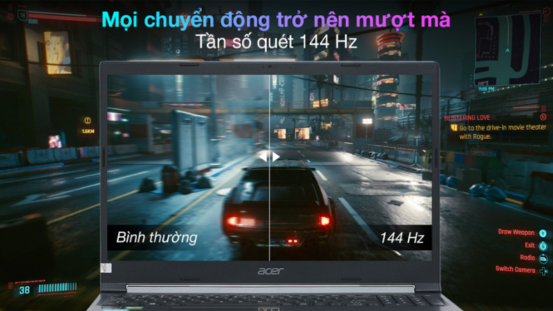 M&agrave;n h&igrave;nh tần số 144 Hz  ấn tượng