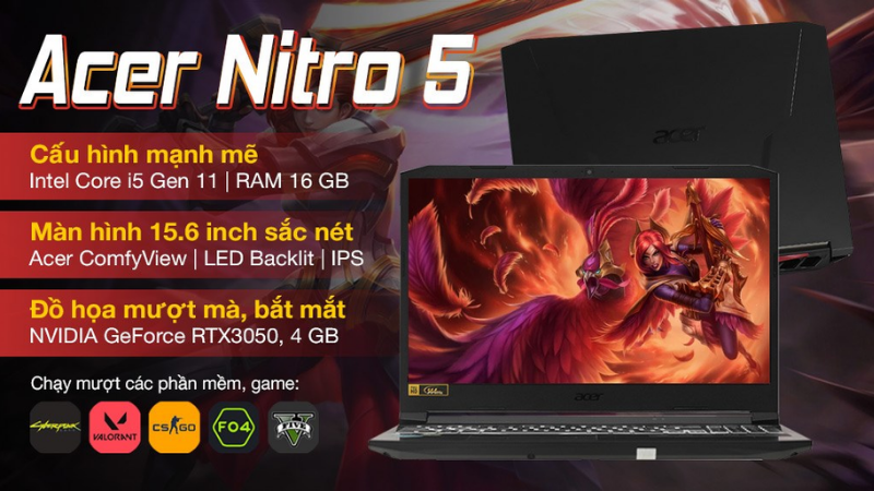 Cấu hình khủng của Acer Nitro 5 Gaming AN515 57 54AF i5 11400H