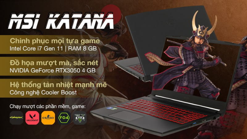 Cấu hình của MSI Katana Gaming GF66 11UC i7 11800H