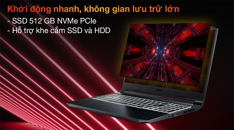 Acer Nitro 5 Gaming AN515 57 5831 i5 có không gian lưu trữ rộng Acer Nitro 5 Gaming AN515 57 5831 i5 có không gian lưu trữ rộng