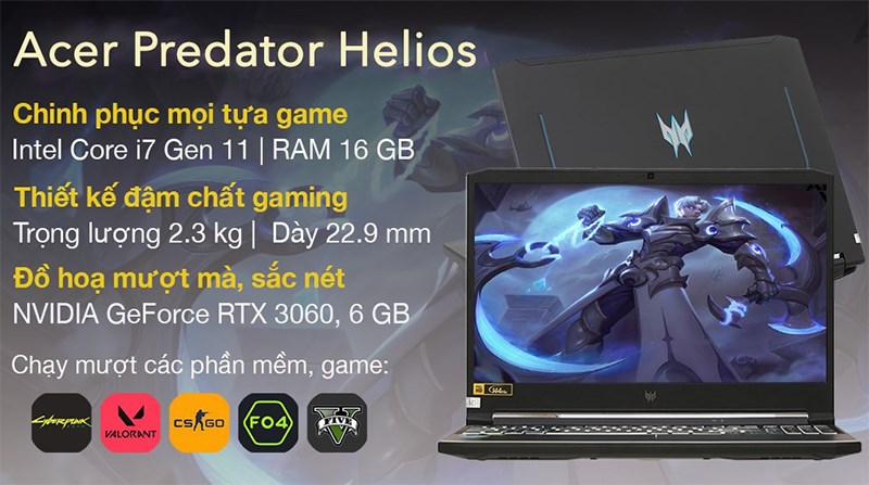 Cấu hình Acer Predator Helios PH315 54 75YD i7 Cấu hình Acer Predator Helios PH315 54 75YD i7