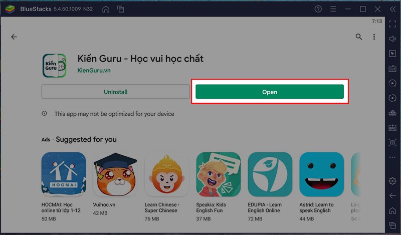 Sau khi cài đặt xong ứng dụng Kiến Guru trên máy tính > Chọn Open Sau khi cài đặt xong ứng dụng Kiến Guru trên máy tính > Chọn Open