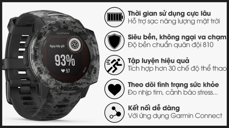 Đồng hồ th&ocirc;ng minh Garmin Instinct Solar