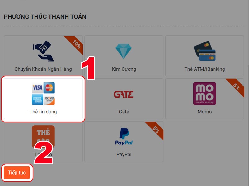 Thanh to&aacute;n bằng t&iacute;n dụng