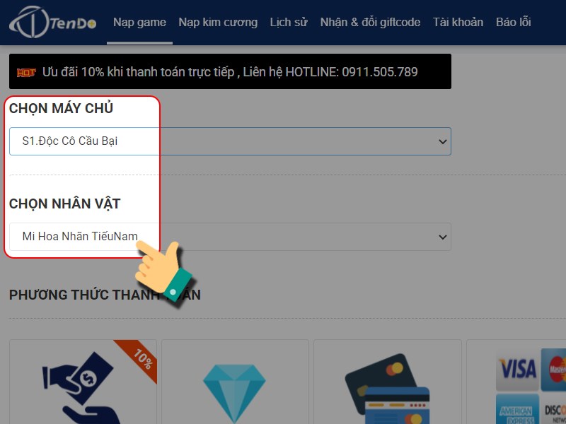 Chọn nh&acirc;n vật nạp