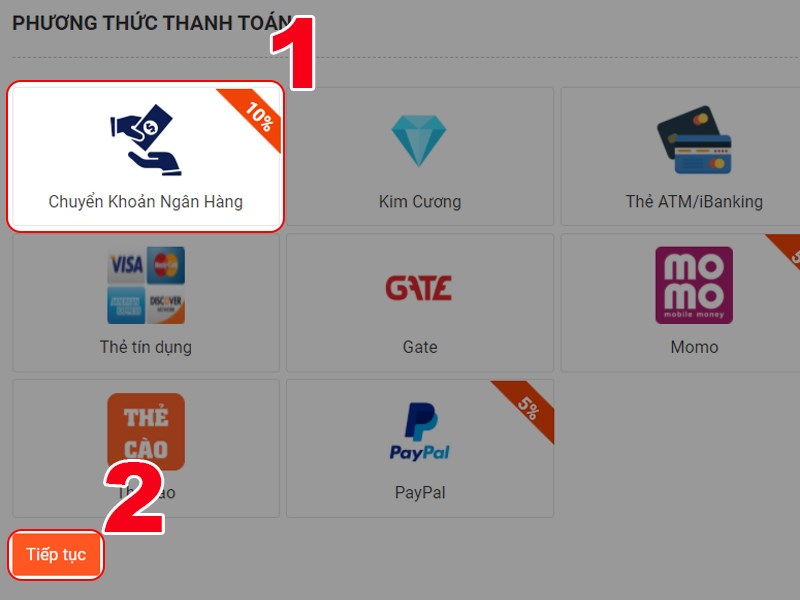 Chọn phương thức thanh to&aacute;n