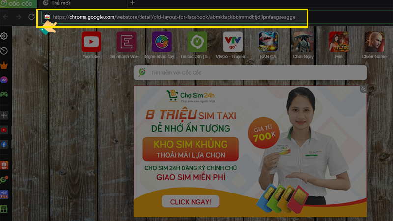 Truy cập vào trang tải tiện ích Old Layout Facebook.