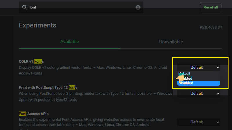Chọn Disable