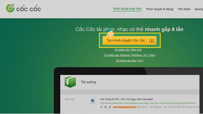 Cài đặt lại trình duyệt Cốc Cốc