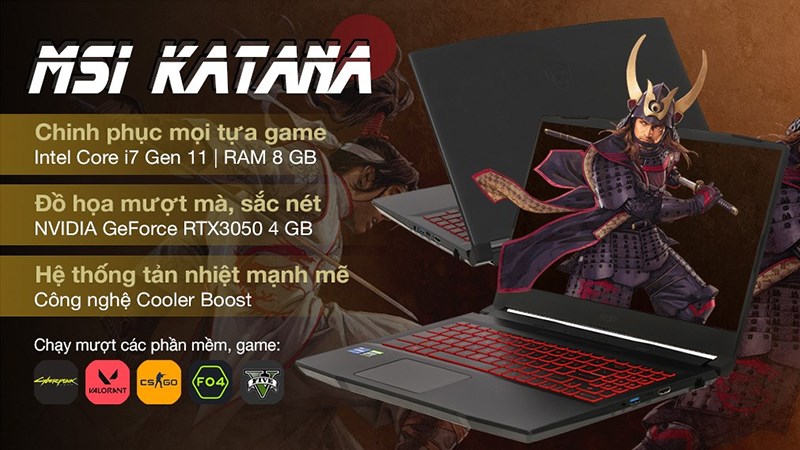 MSI Katana Gaming GF66 có cấu hình ấn tượng