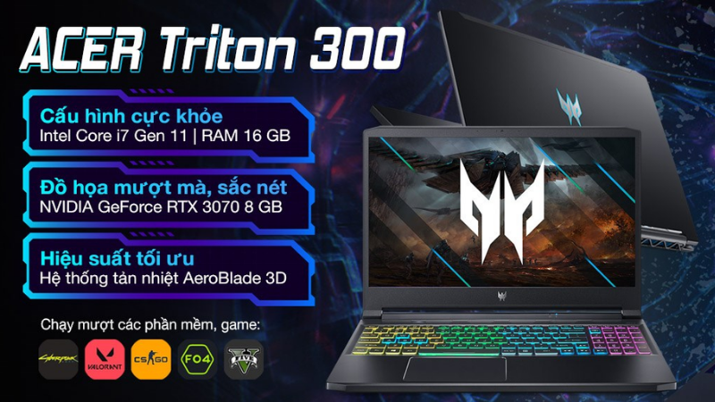 Acer Predator Triton 300 PT315 53 75LQ i7 với sức mạnh quái thú cân mọi thể loại game
