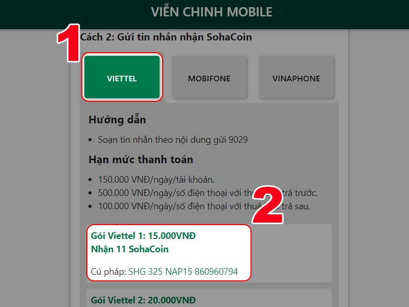 Chọn nhà mạng Viettel 