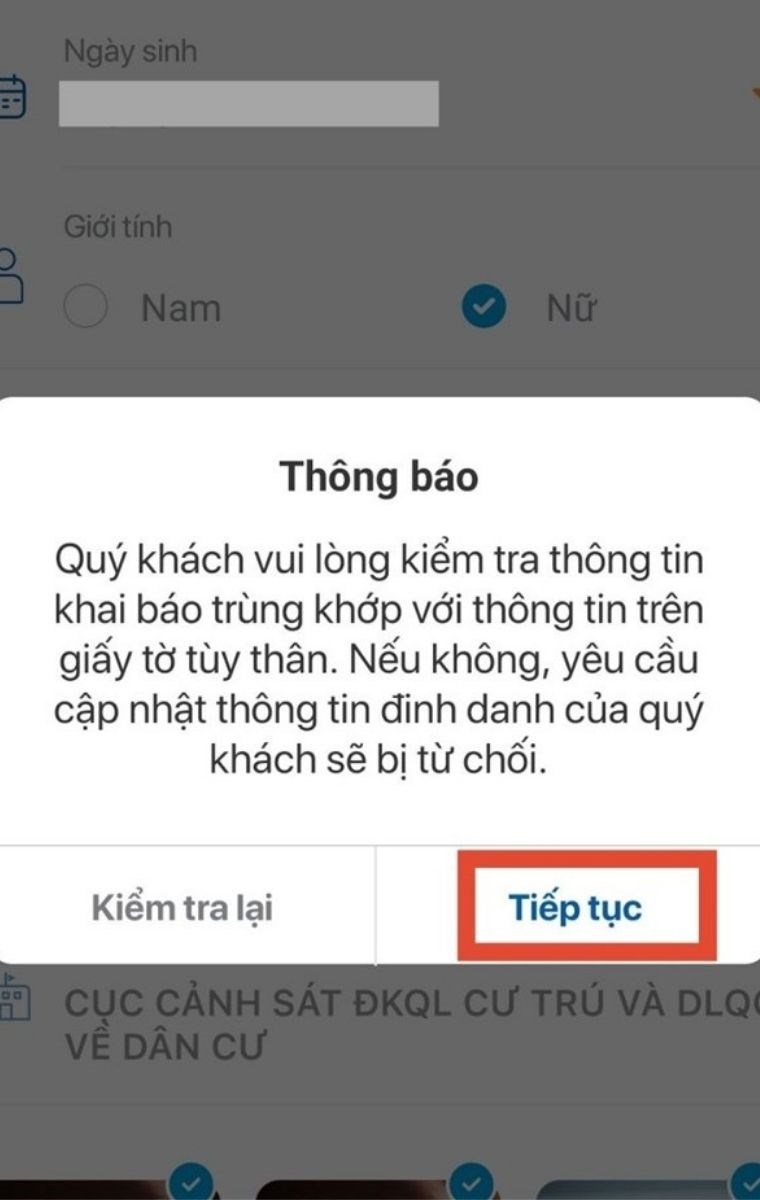 Chọn Tiếp tục