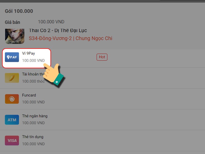 Thanh to&aacute;n bằng v&iacute; 9Pay