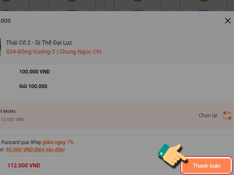 Nhấn Thanh to&aacute;n