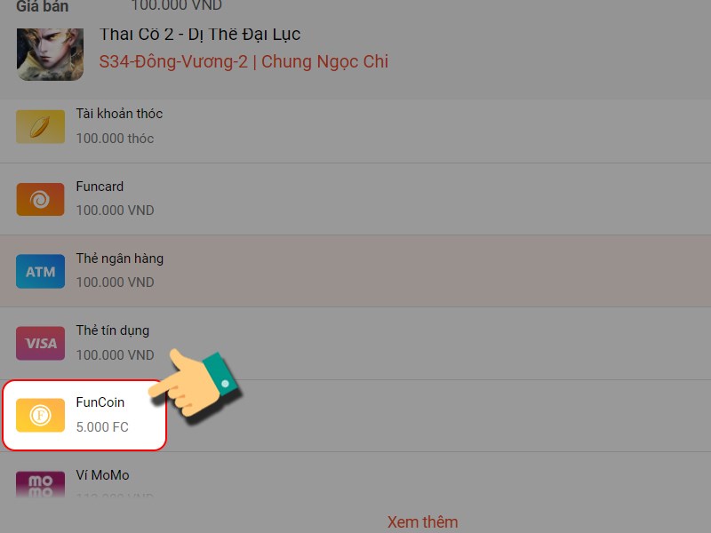 Nạp bằng Funcoin