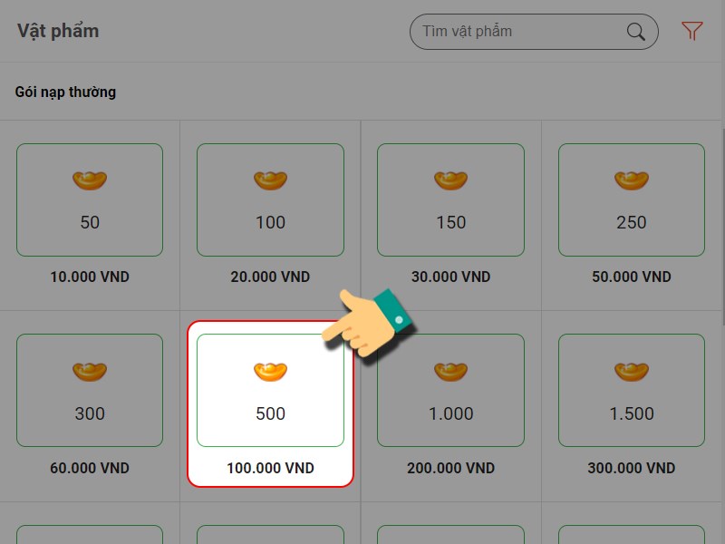 Chọn g&oacute;i nạp