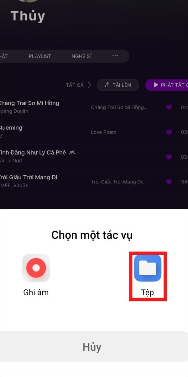 Chọn Ghi âm hoặc Tệp