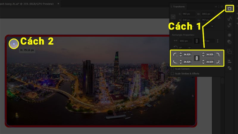 Chỉnh độ cong của viền