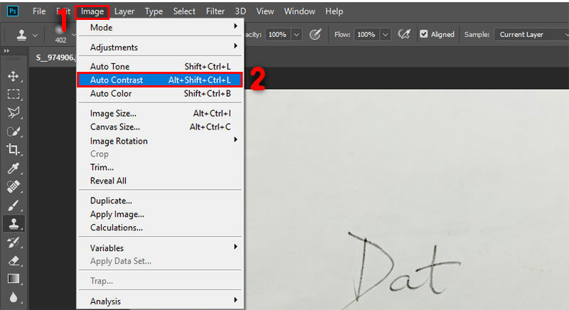 Chọn Image > Chọn Auto contrast