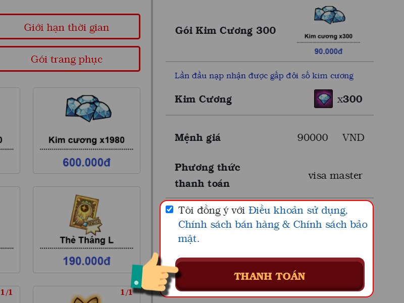Nhấn Thanh toán Nhấn Thanh toán
