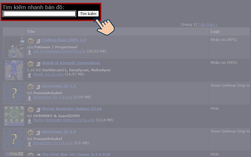 T&igrave;m kiếm map 