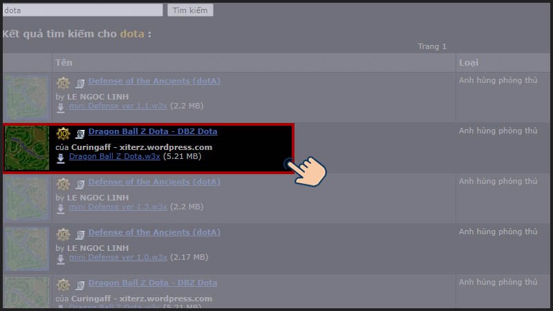 Lựa chọn map m&agrave; bạn muốn tải xuống 
