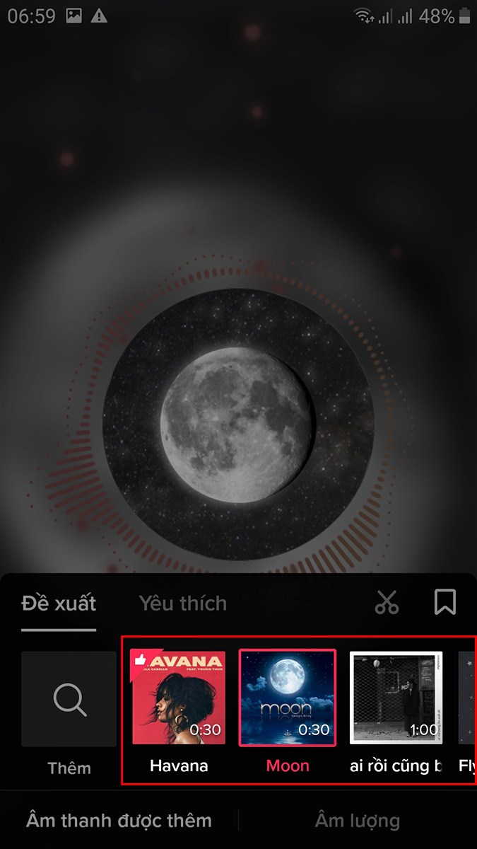 Chọn bài hát mà bạn muốn làm video sóng nhạc trên TikTok