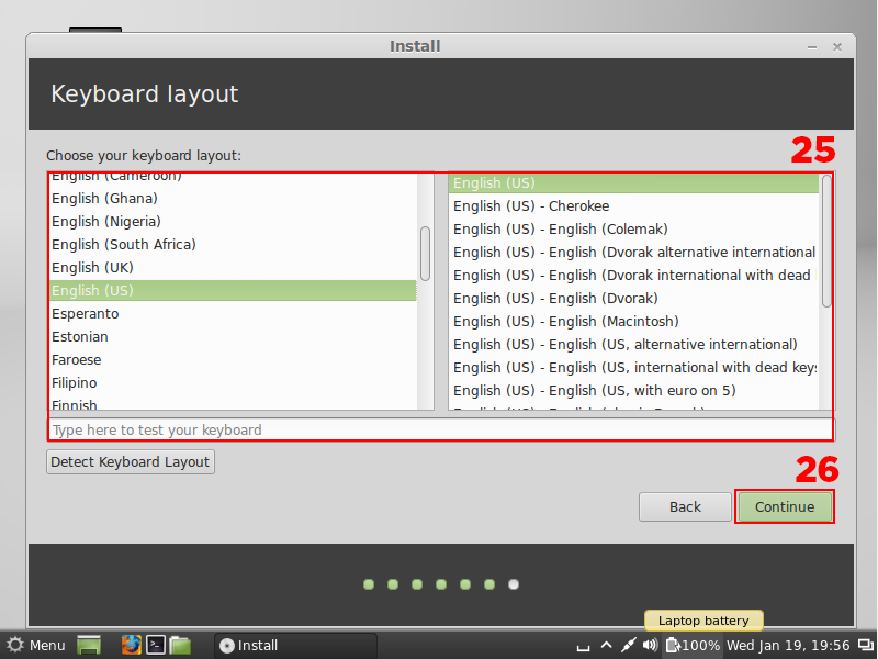 sacada Chọn layout cho bàn phím