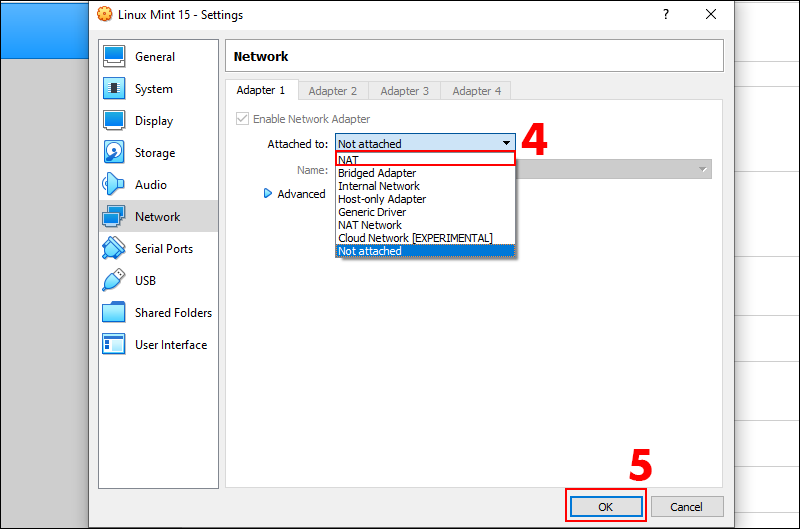 Bạn chọn NAT và sau đó nhấn OK Bạn chọn NAT và sau đó nhấn OK