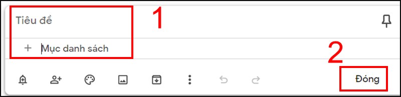 Th&ecirc;m ti&ecirc;u đề v&agrave; mục danh s&aacute;ch, sau đ&oacute; nhấn Đ&oacute;ng