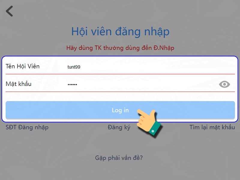 Đăng nhập t&agrave;i khoản game của bạn