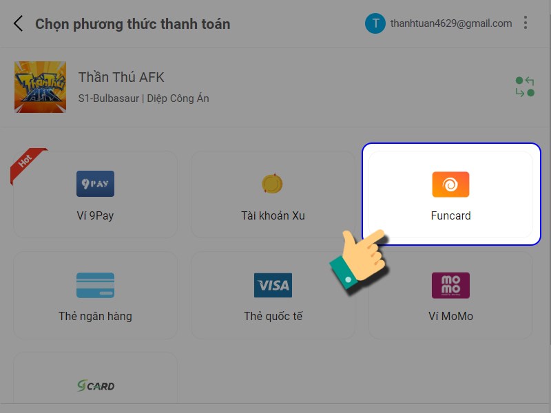 Nạp bằng thẻ c&agrave;o