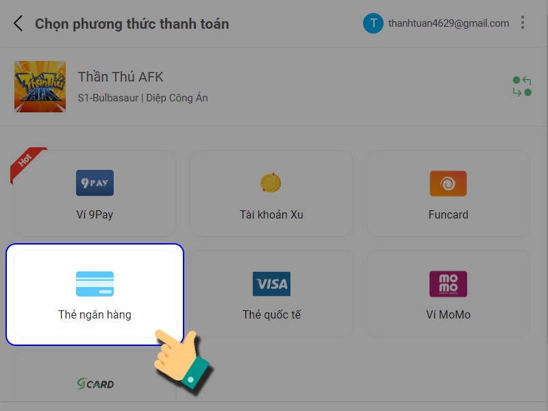 Nạp bằng thẻ ng&acirc;n h&agrave;ng 