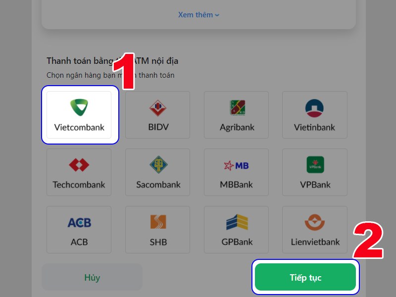 Chọn ng&acirc;n h&agrave;ng
