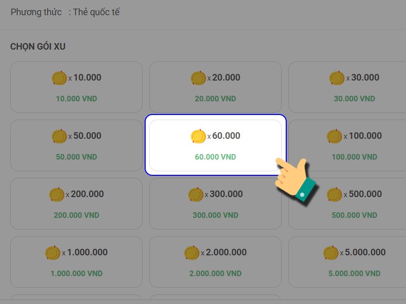 Chọn g&oacute;i nạp