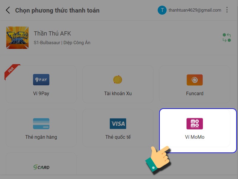 Nạp bằng v&iacute; điện tử 