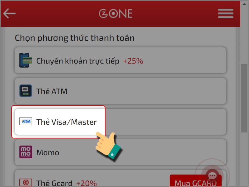 Nạp bằng thẻ t&iacute;n dụng