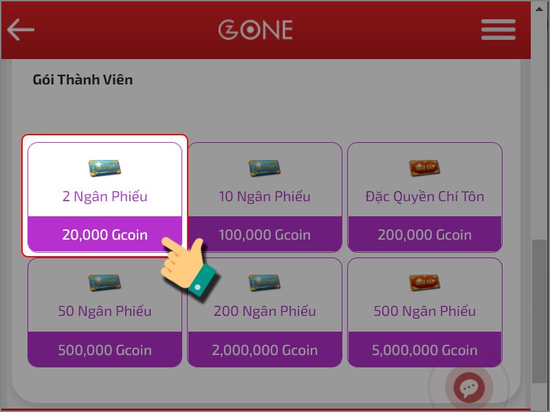 Chọn g&oacute;i nạp