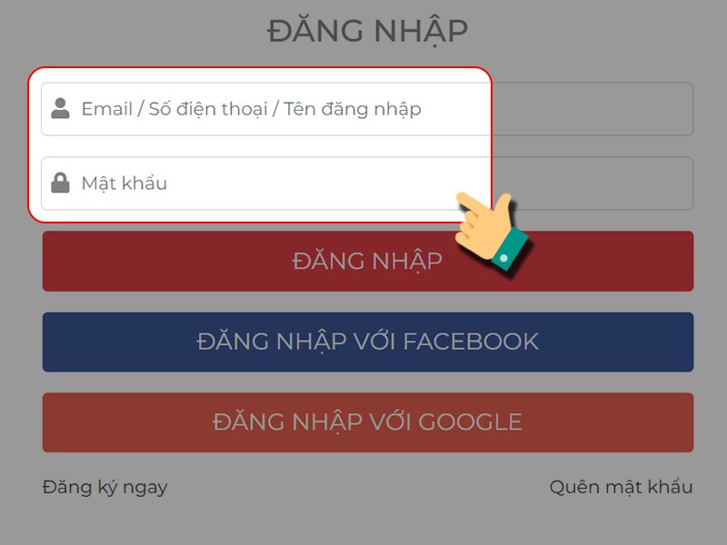 Đăng nhập t&agrave;i khoản game
