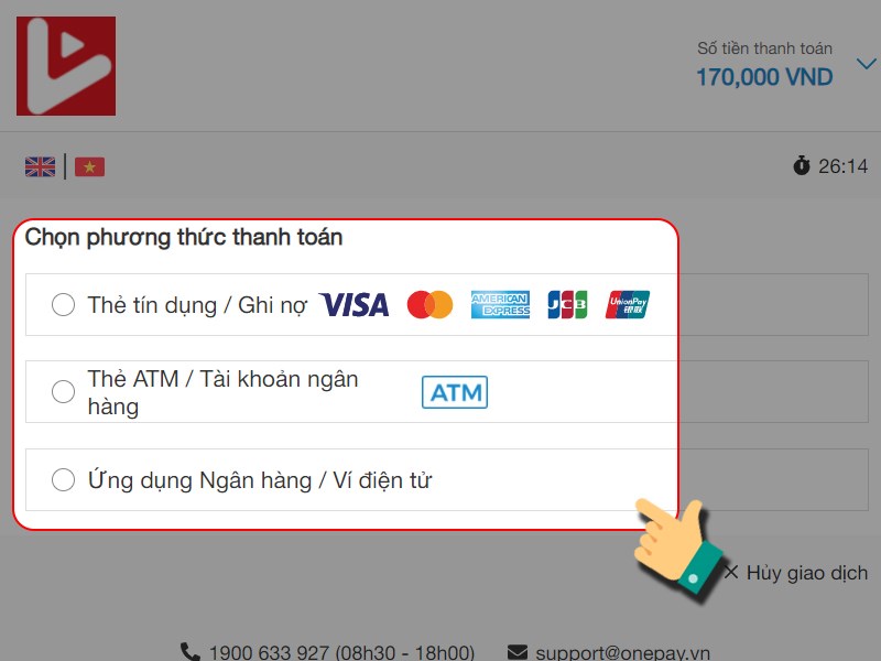 Chọn c&aacute;ch thanh to&aacute;n