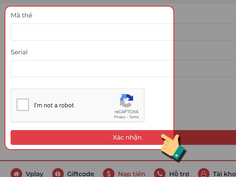 Nhập th&ocirc;ng tin Vcoin