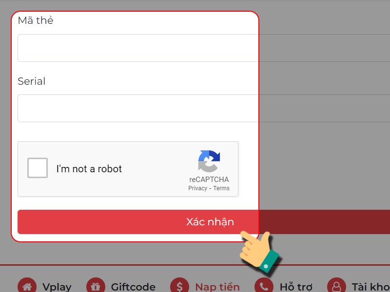 Nhập th&ocirc;ng tin thẻ Gate