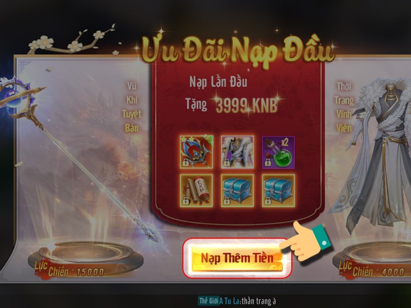 Chọn Nạp th&ecirc;m tiền 