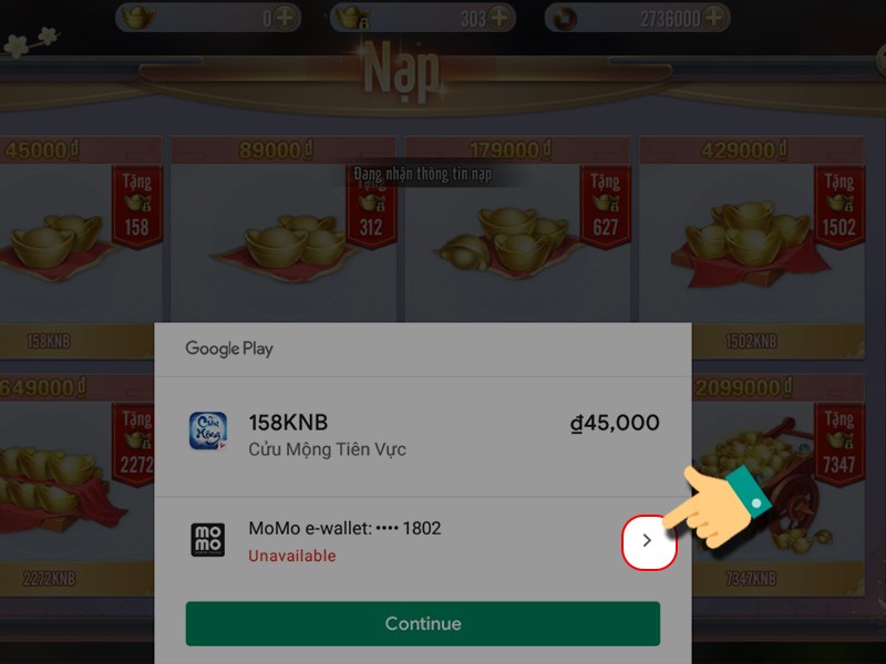 Nhấn v&agrave;o biểu tượng mũi t&ecirc;n