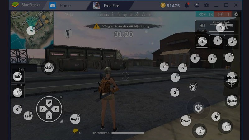 Dùng BlueStacks, kích hoạt chế độ Battle Royale